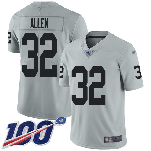 Men Oakland Raiders Limited Silver Marcus Allen Jersey NFL Football 32 100th Season Inverted Legend Jersey